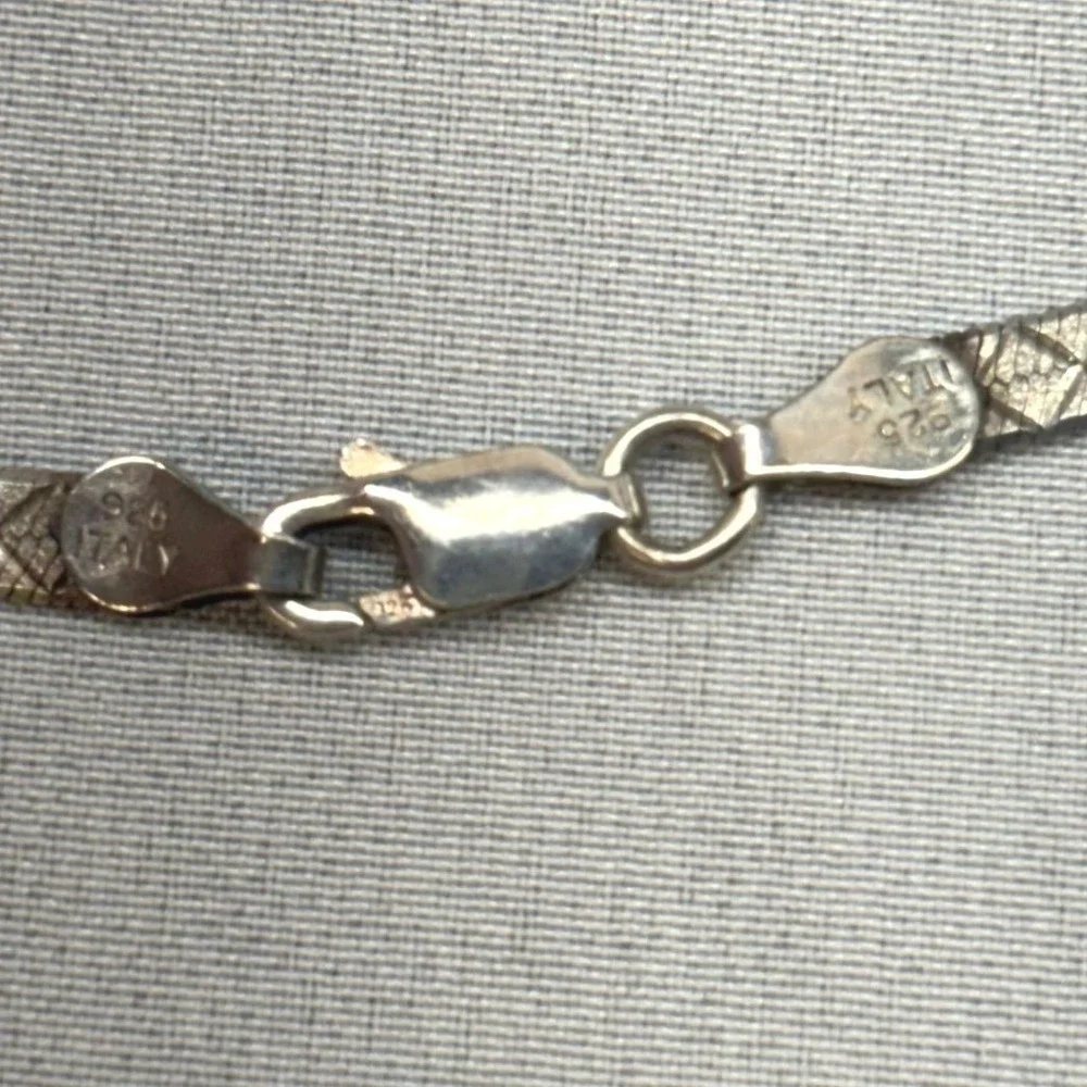 Italy Herringbone Bracelet Womens 7.5 Silver Fair Reversible Diamond Cut 925
